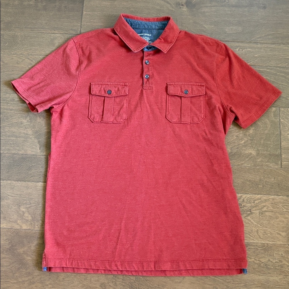 Banana Republic Polo Short Sleeve Men’s Chest Pockets Large - Picture 2 of 6